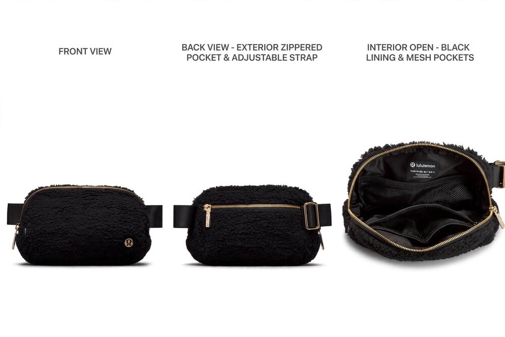 Lululemon Everywhere Belt Bag 1L Black Sherpa Fleece Crossbody NWT